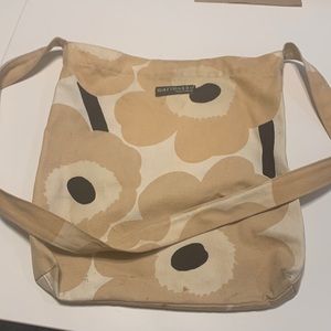 Marimekko unikko Beige/White/Black Cotton Fabric Cross Body Bag